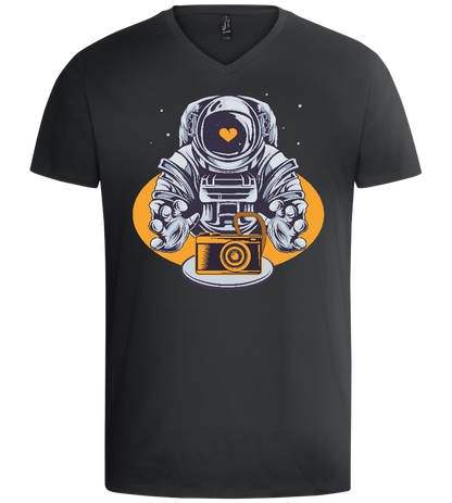 Spaceman Camera Design - Basic men's v-neck t-shirt_DARK GRAY_front