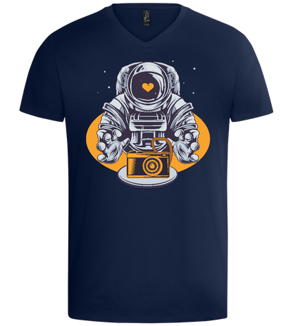 Spaceman Camera Design - Basic men's v-neck t-shirt_MARINE_front