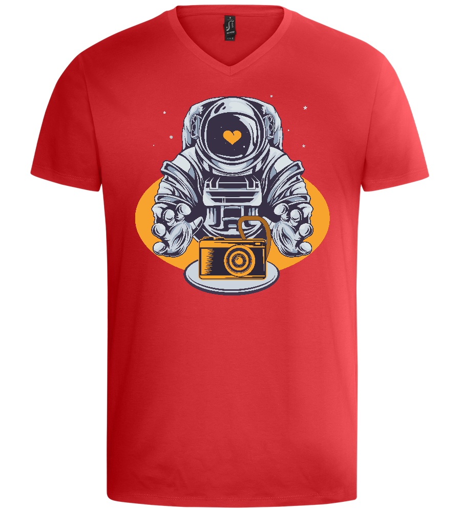 Spaceman Camera Design - Basic men's v-neck t-shirt_RED_front