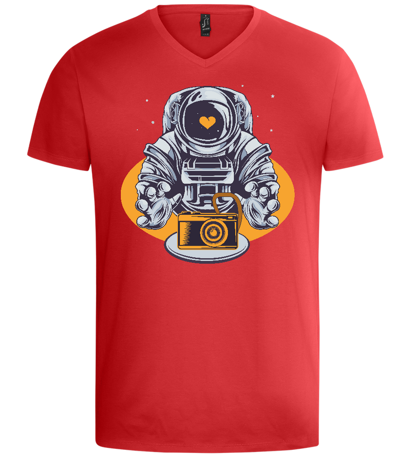 Spaceman Camera Design - Basic men's v-neck t-shirt_RED_front