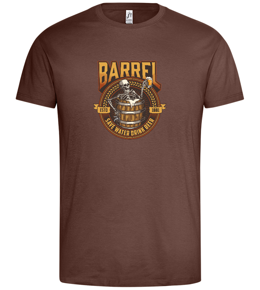 Barrel Save Water Drink Beer Design - Premium men's t-shirt_CHOCOLATE_front