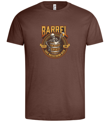 Barrel Save Water Drink Beer Design - Premium men's t-shirt_CHOCOLATE_front