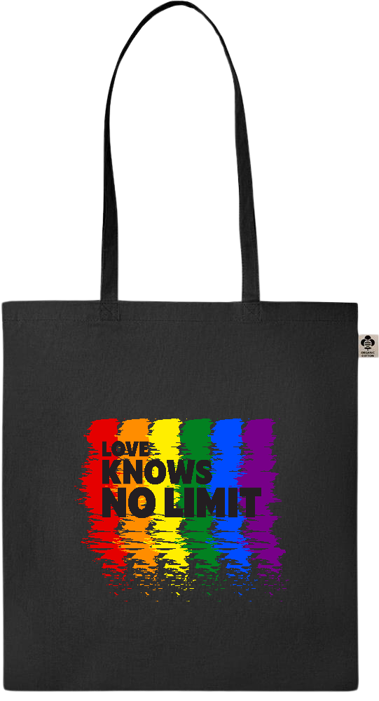 Love Knows No Limits Design - Essential colored organic cotton tote bag_BLACK_front