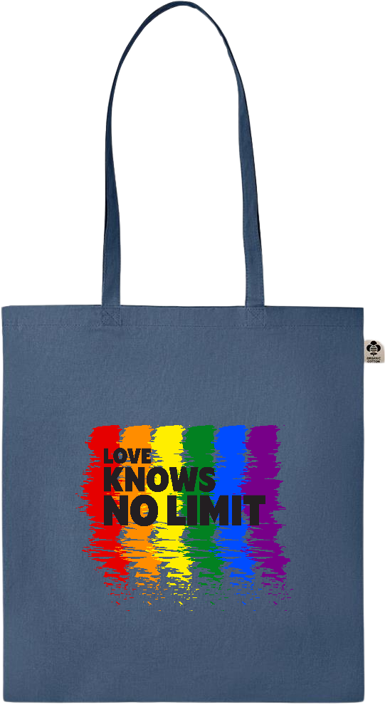 Love Knows No Limits Design - Essential colored organic cotton tote bag_BLUE_front