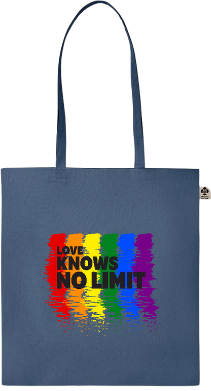 Love Knows No Limits Design - Essential colored organic cotton tote bag_BLUE_front