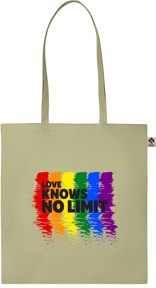 Love Knows No Limits Design - Essential colored organic cotton tote bag_GREEN_front