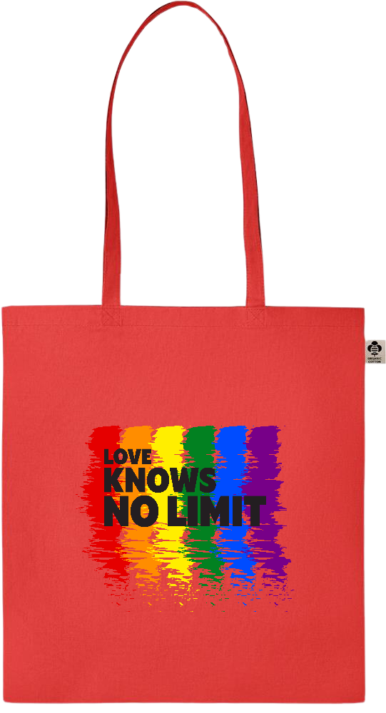 Love Knows No Limits Design - Essential colored organic cotton tote bag_RED_front