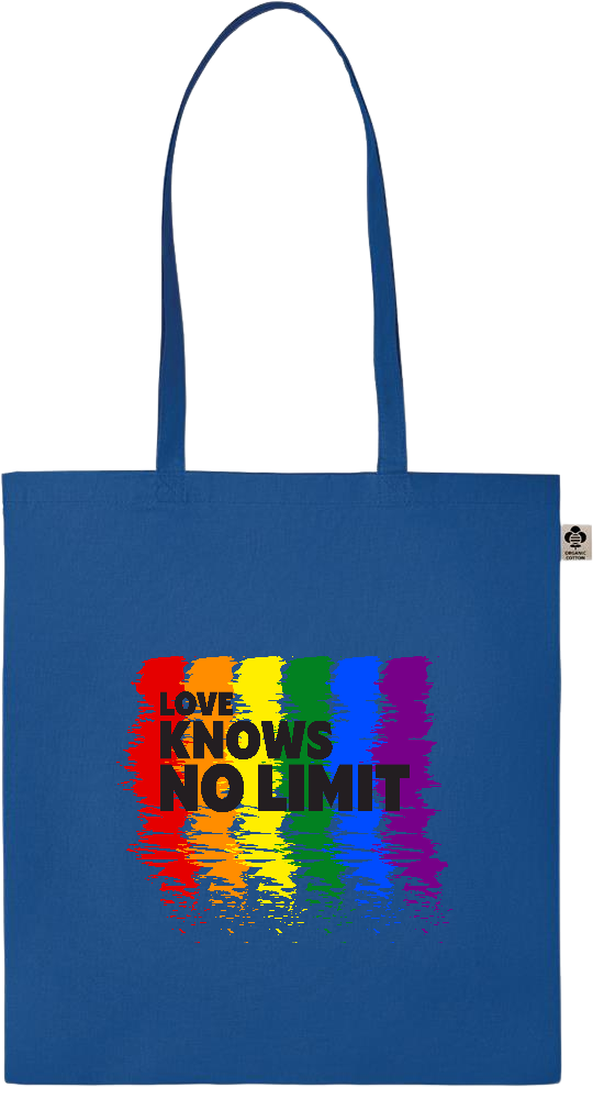 Love Knows No Limits Design - Essential colored organic cotton tote bag_ROYAL BLUE_front