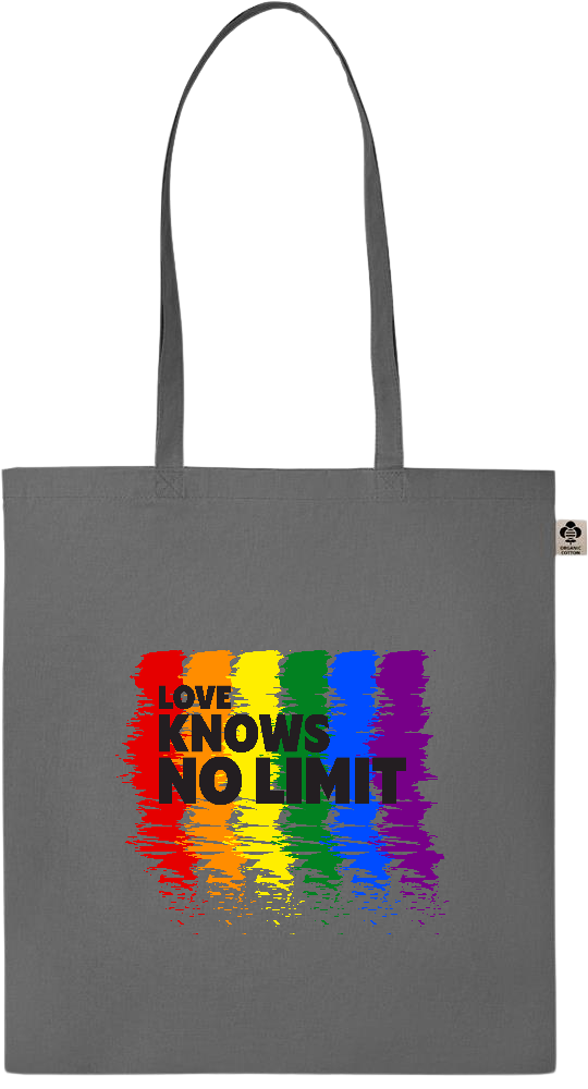 Love Knows No Limits Design - Essential colored organic cotton tote bag_STONE GREY_front