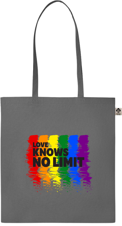 Love Knows No Limits Design - Essential colored organic cotton tote bag_STONE GREY_front