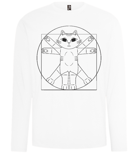 Vitruvian Cat Design - Comfort men's long sleeve t-shirt_WHITE_front