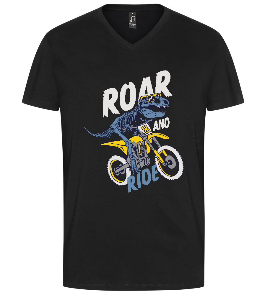 Dino Biker Design - Premium men's v-neck t-shirt_DEEP BLACK_front