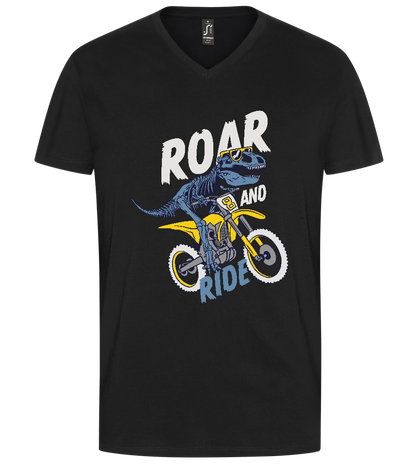 Dino Biker Design - Premium men's v-neck t-shirt_DEEP BLACK_front