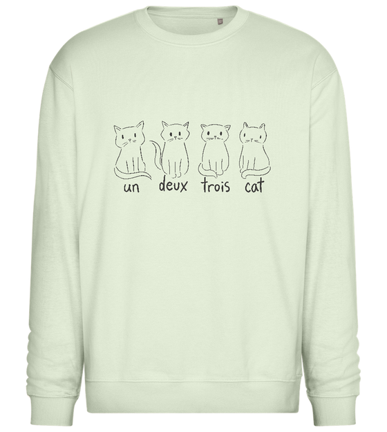 Un Deux Trois Cat Design - Comfort Essential Unisex Sweater_CREAMY GREEN_front