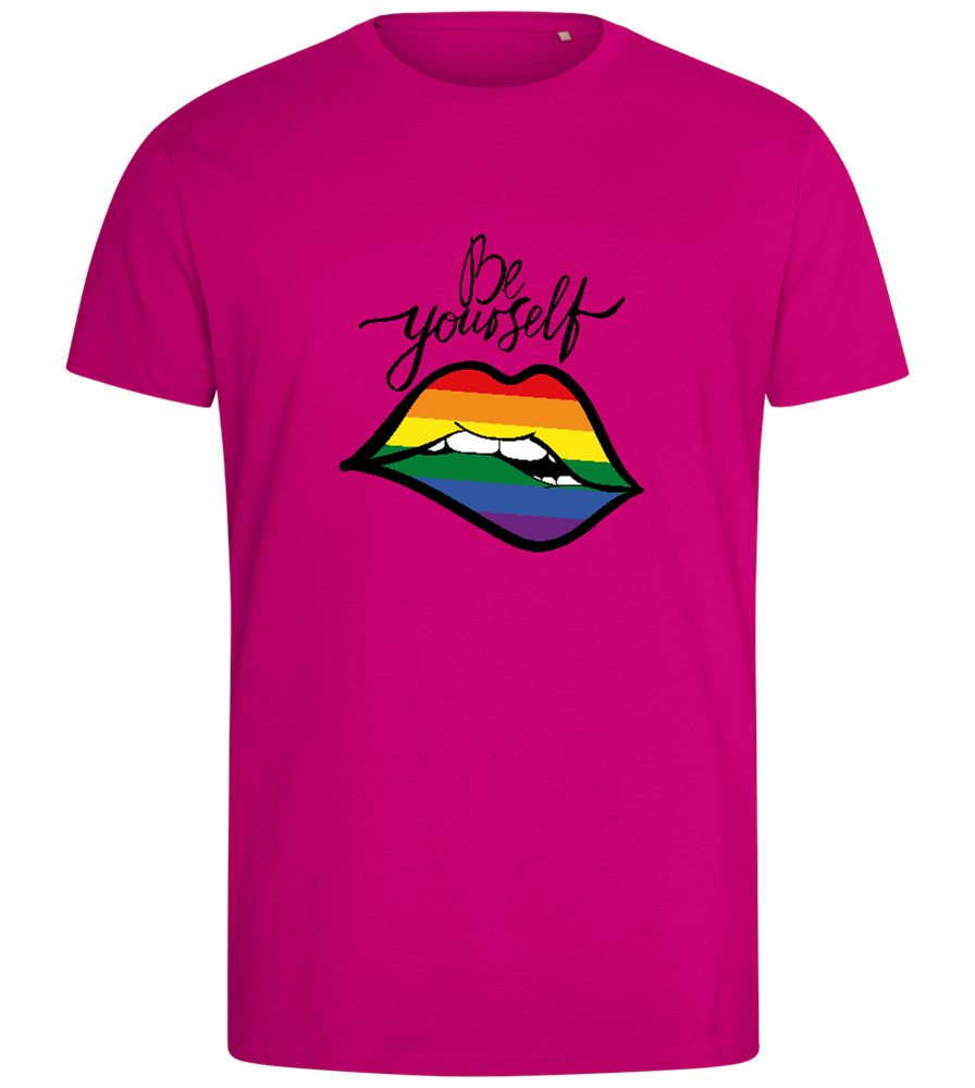 Be Yourself Rainbow Lips Design - Comfort men's fitted t-shirt_FUCHSIA_front