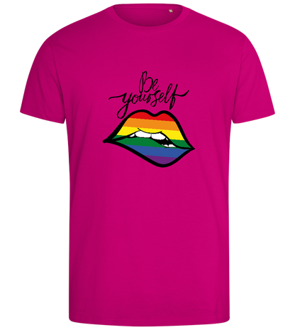 Be Yourself Rainbow Lips Design - Comfort men's fitted t-shirt_FUCHSIA_front