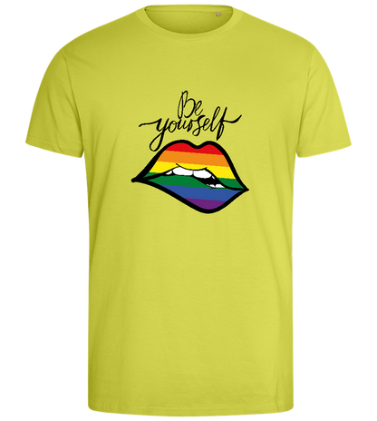 Be Yourself Rainbow Lips Design - Comfort men's fitted t-shirt_GREEN APPLE_front