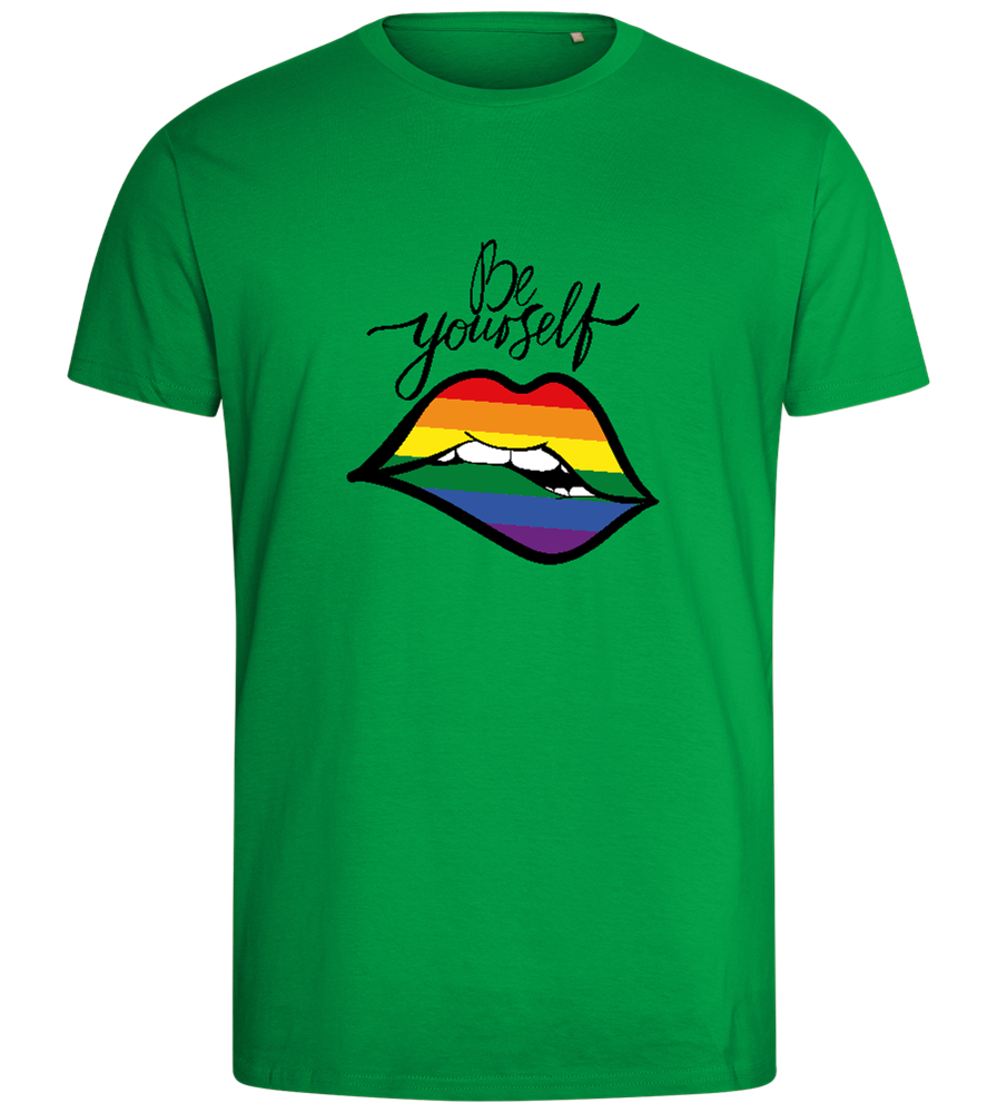 Be Yourself Rainbow Lips Design - Comfort men's fitted t-shirt_MEADOW GREEN_front