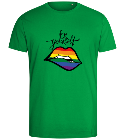 Be Yourself Rainbow Lips Design - Comfort men's fitted t-shirt_MEADOW GREEN_front