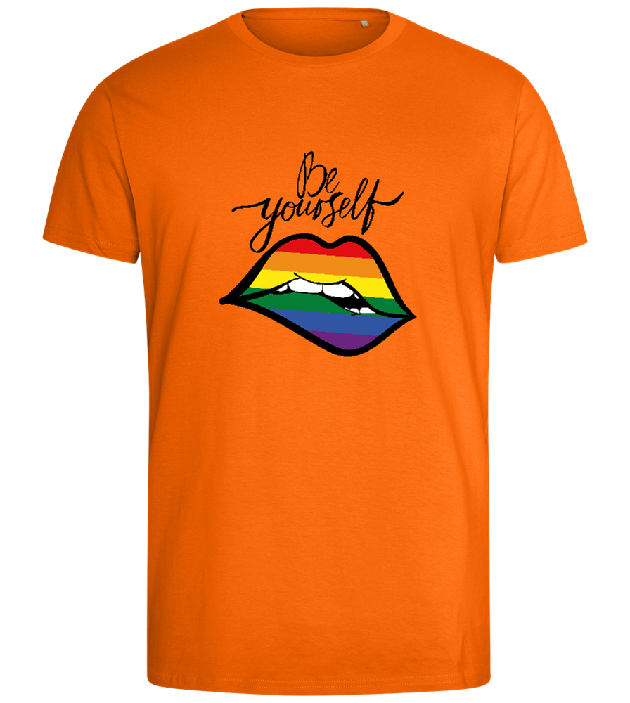 Be Yourself Rainbow Lips Design - Comfort men's fitted t-shirt_ORANGE_front