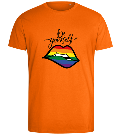 Be Yourself Rainbow Lips Design - Comfort men's fitted t-shirt_ORANGE_front