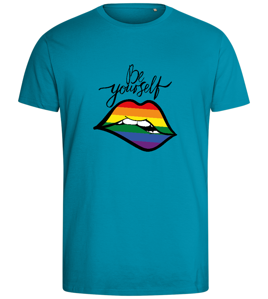 Be Yourself Rainbow Lips Design - Comfort men's fitted t-shirt_TURQUOISE_front