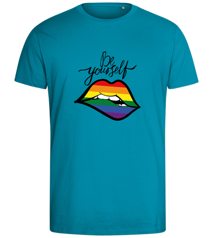 Be Yourself Rainbow Lips Design - Comfort men's fitted t-shirt_TURQUOISE_front