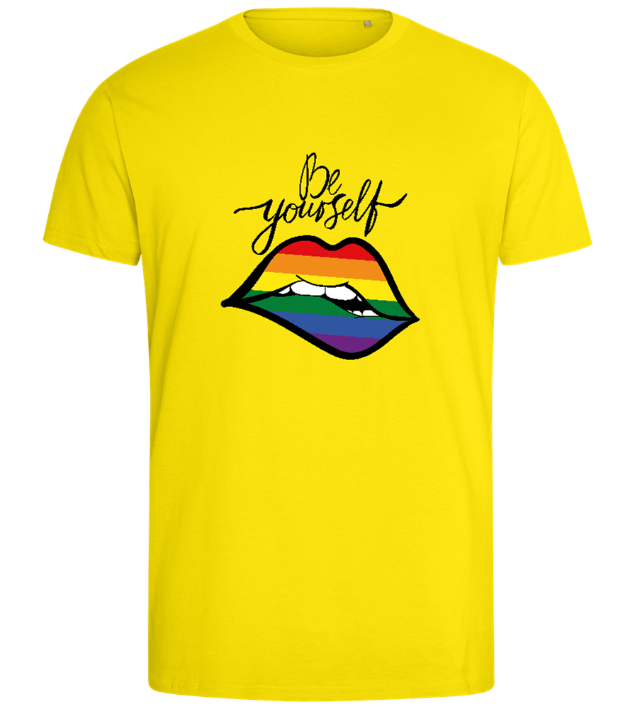 Be Yourself Rainbow Lips Design - Comfort men's fitted t-shirt_YELLOW_front