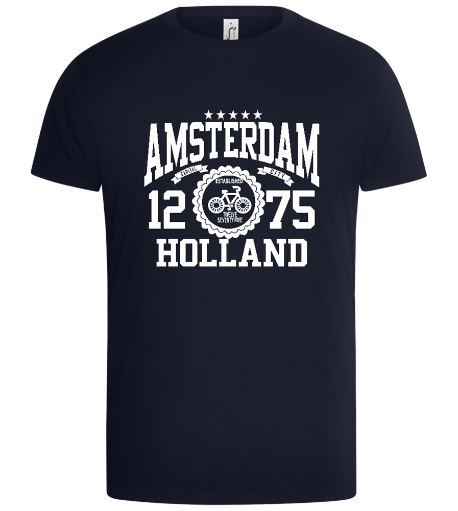 Amsterdam Capital City Design - Basic Unisex T-Shirt_FRENCH NAVY_front