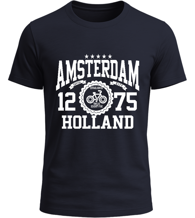 Amsterdam Capital City Design - Basic Unisex T-Shirt_FRENCH NAVY_front