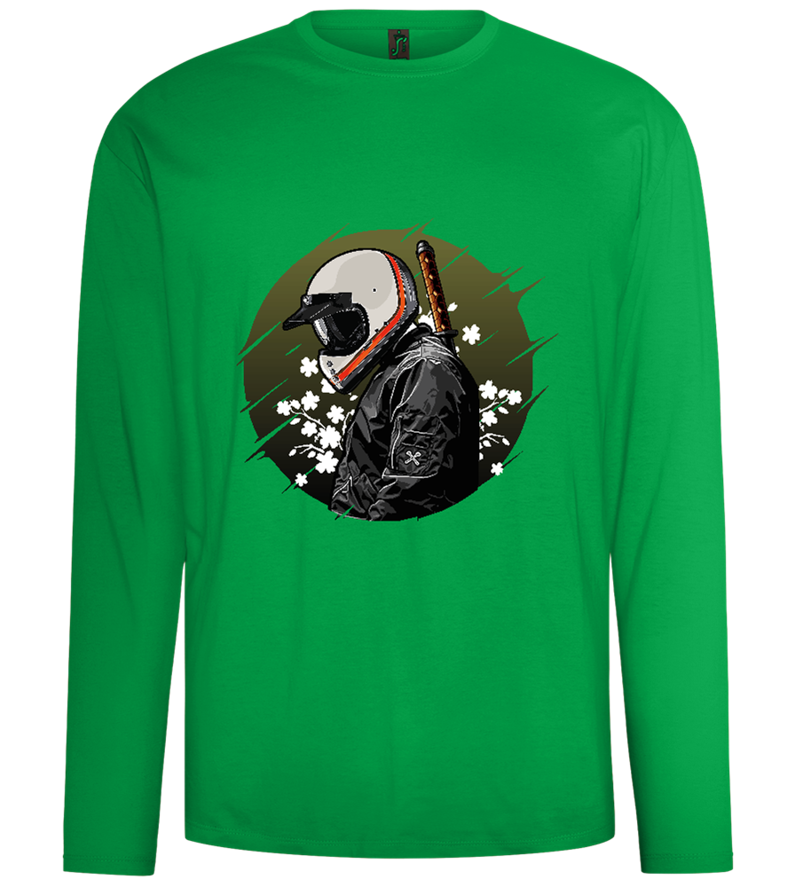 Samurai Bike Design - Comfort men's long sleeve t-shirt_MEADOW GREEN_front