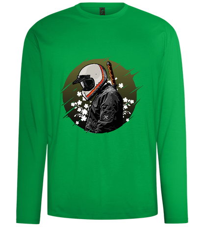 Samurai Bike Design - Comfort men's long sleeve t-shirt_MEADOW GREEN_front