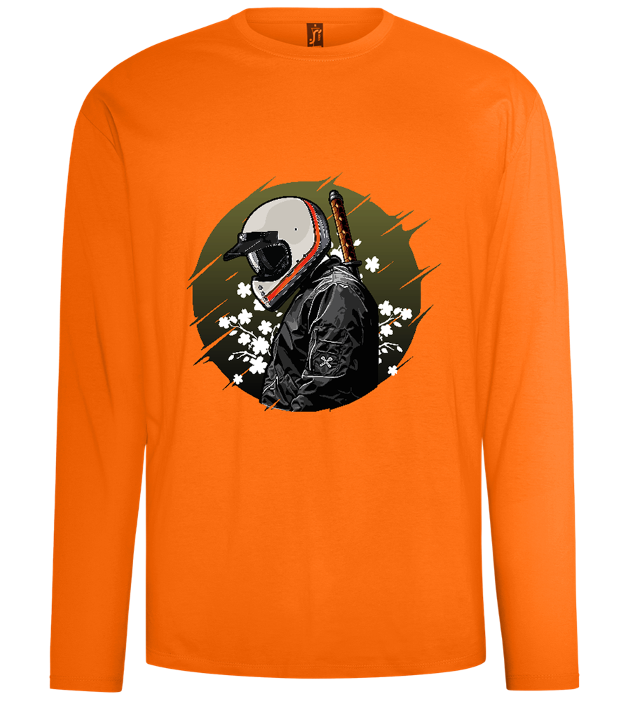 Samurai Bike Design - Comfort men's long sleeve t-shirt_ORANGE_front