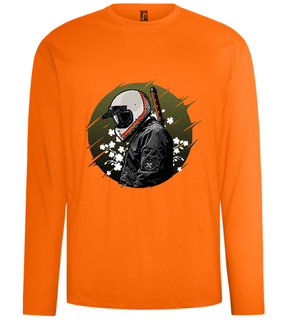 Samurai Bike Design - Comfort men's long sleeve t-shirt_ORANGE_front