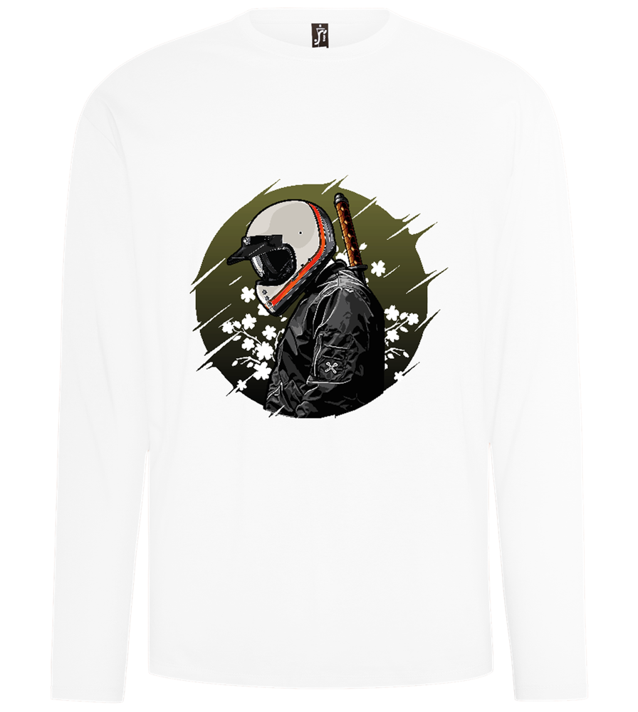 Samurai Bike Design - Comfort men's long sleeve t-shirt_WHITE_front