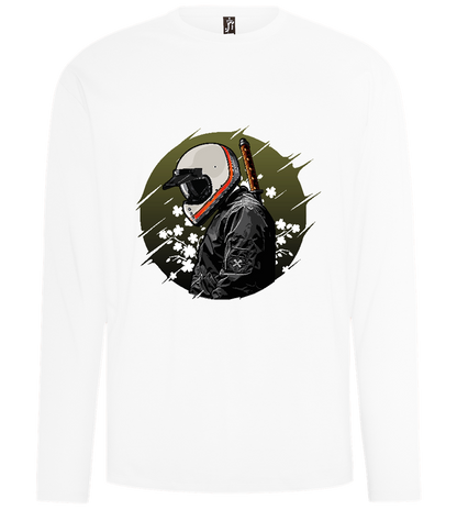 Samurai Bike Design - Comfort men's long sleeve t-shirt_WHITE_front