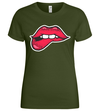 Lip Bite Design - Basic women's t-shirt_ARMY_front