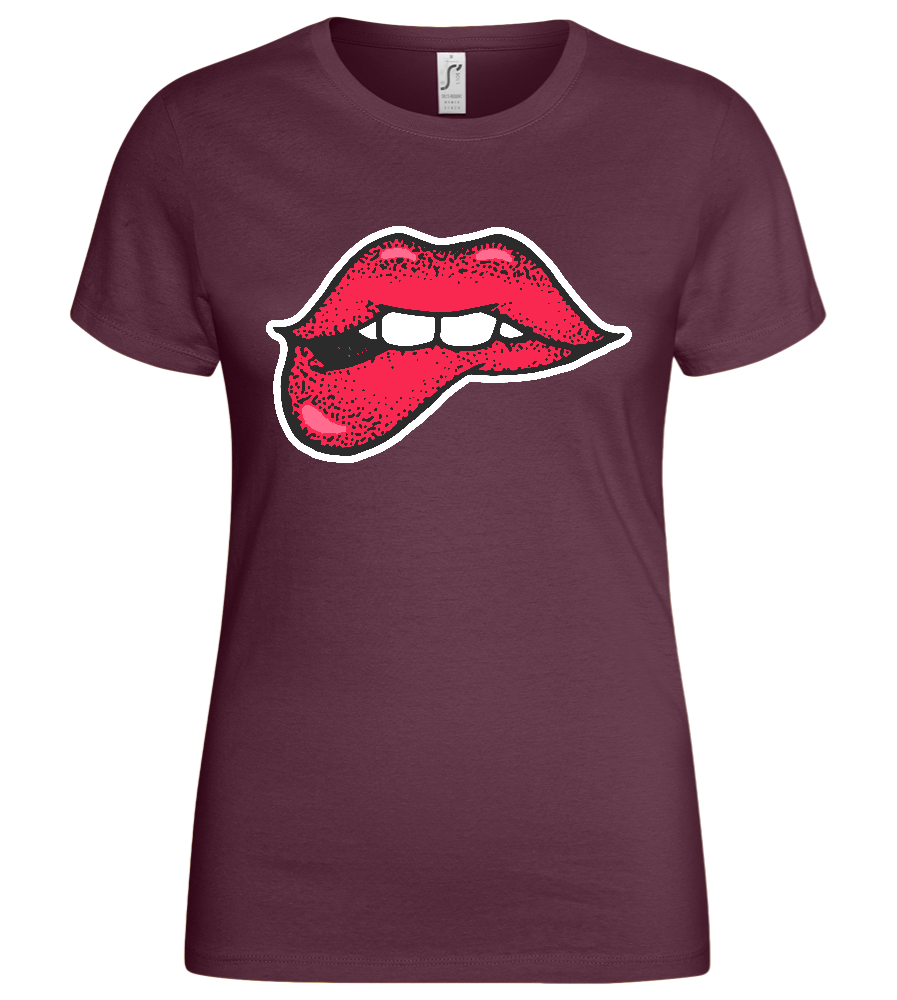 Lip Bite Design - Basic women's t-shirt_BORDEAUX_front