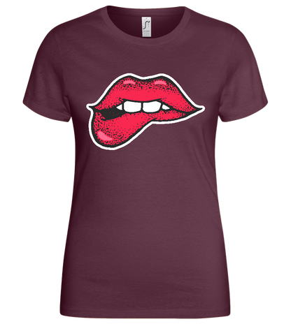 Lip Bite Design - Basic women's t-shirt_BORDEAUX_front