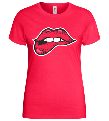 Lip Bite Design - Basic women's t-shirt_CORAL_front