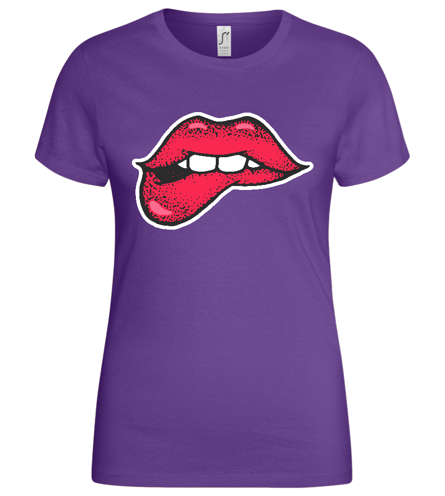 Lip Bite Design - Basic women's t-shirt_DARK PURPLE_front