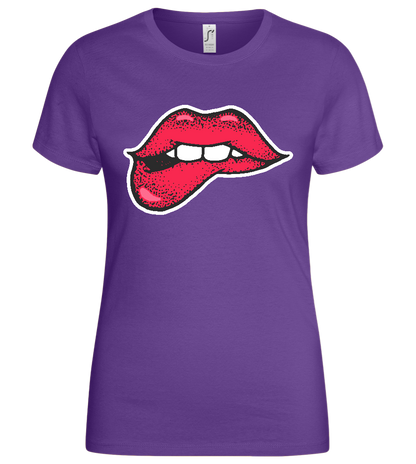 Lip Bite Design - Basic women's t-shirt_DARK PURPLE_front