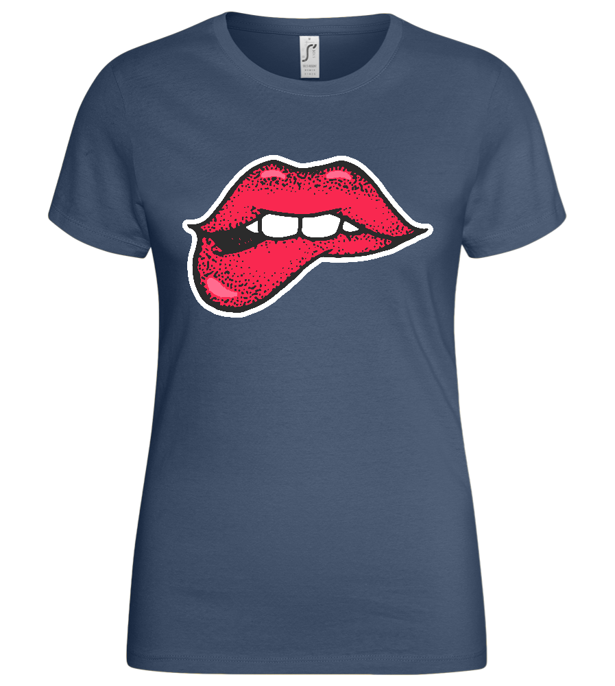 Lip Bite Design - Basic women's t-shirt_DENIM_front