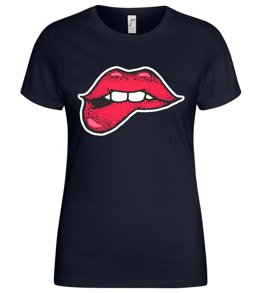 Lip Bite Design - Basic women's t-shirt_FRENCH NAVY_front