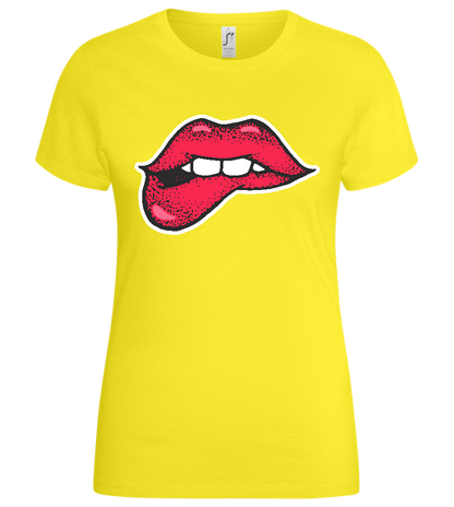 Lip Bite Design - Basic women's t-shirt_LEMON_front