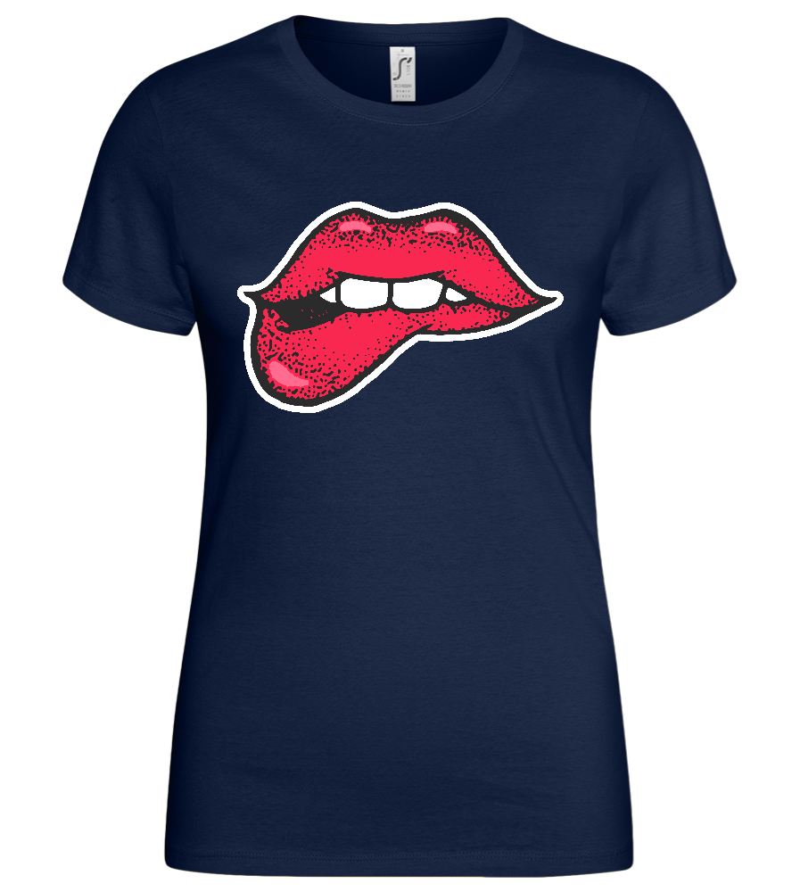 Lip Bite Design - Basic women's t-shirt_MARINE_front