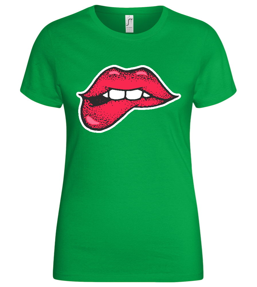 Lip Bite Design - Basic women's t-shirt_MEADOW GREEN_front