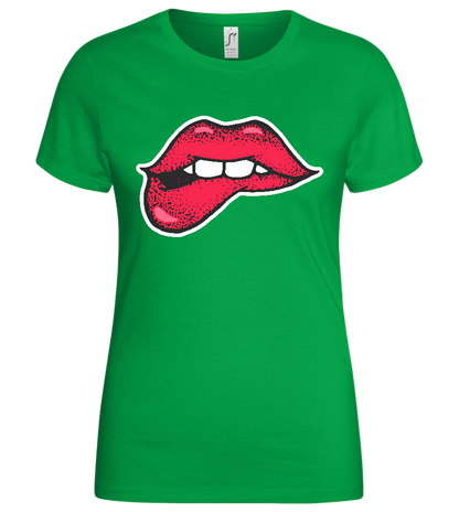 Lip Bite Design - Basic women's t-shirt_MEADOW GREEN_front