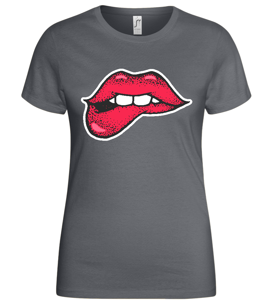 Lip Bite Design - Basic women's t-shirt_MOUSE GREY_front