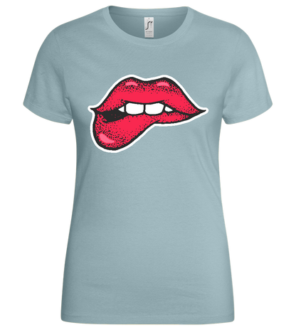 Lip Bite Design - Basic women's t-shirt_PURE GRAY_front